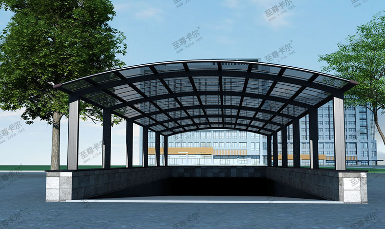 至尊卡爾地下車庫(kù)出口雨棚設(shè)計(jì)圖紙大全？美觀又耐用！